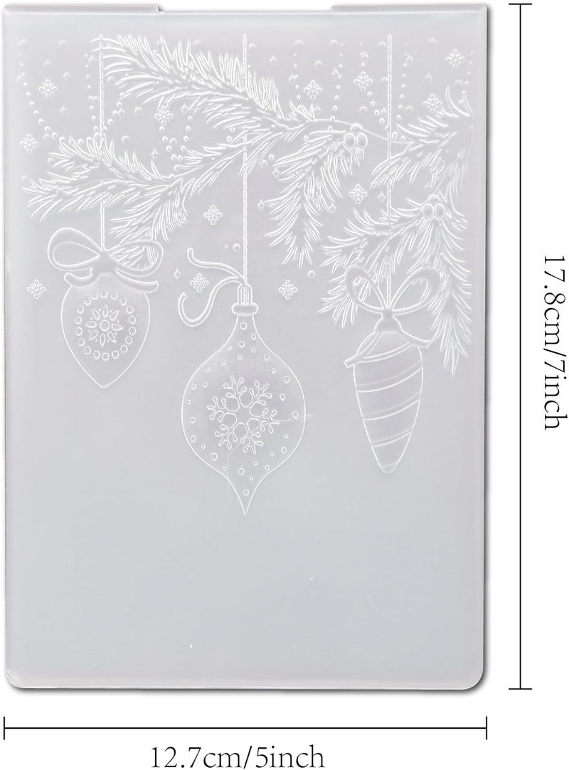 Arbuya 3D Christmas Ornaments Plastic Embossing Folders for Christmas Card Making Evergreen Embossing Folder for Gift Tag Paper Crafting Home Decoration 5"x7" - Image 3